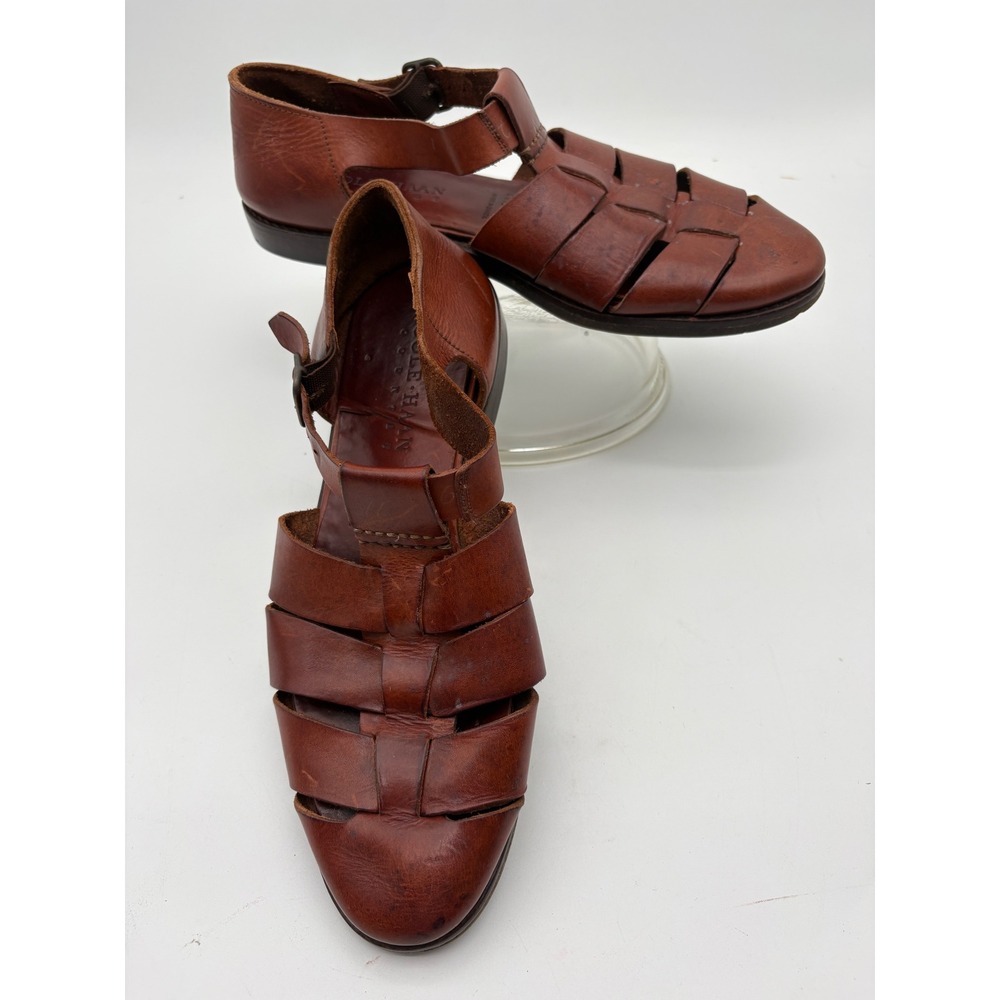 Cole Haan Country Mens Brown Leather Fisherman Sandals 10.5 M Woven Caged 4113